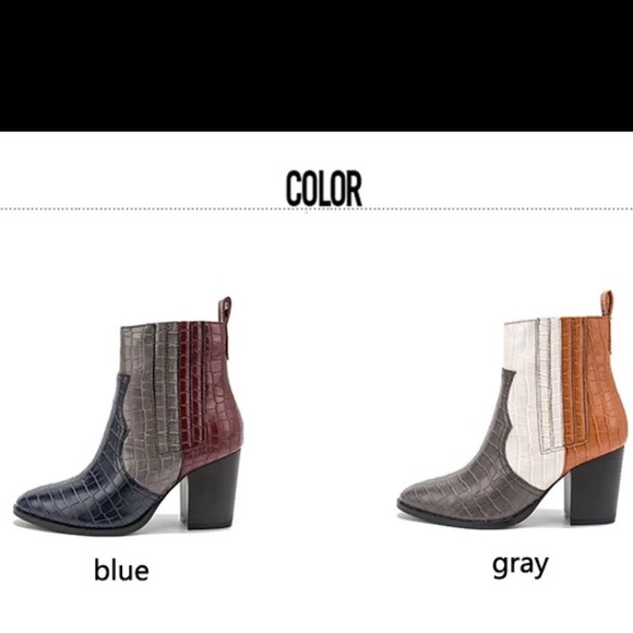 PREORDER! Tricolor Crocodile Western Style Booties - Picture 6 of 8